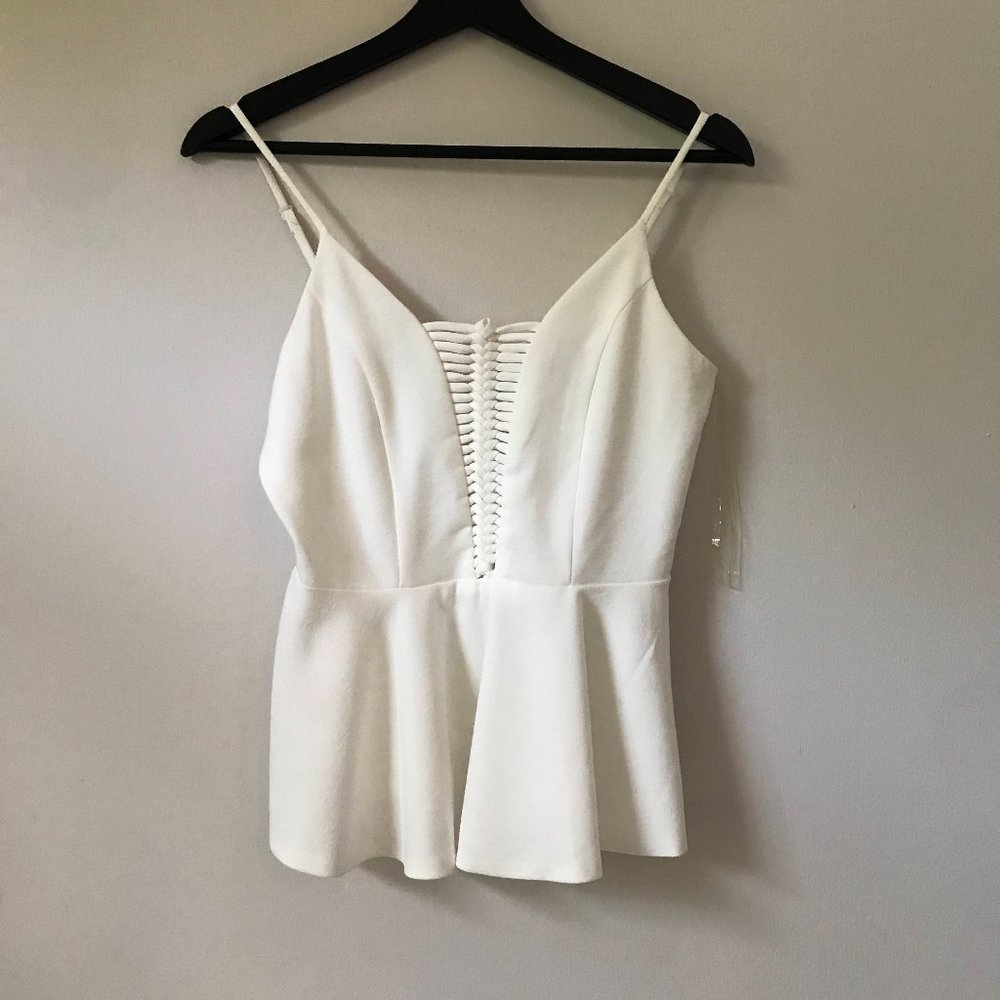DO+BE White Peplum Tank